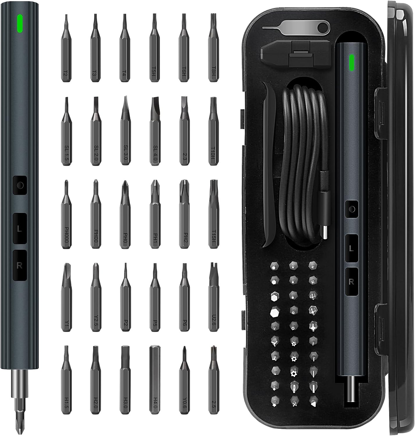 STREBITO Small Electric Screwdriver, 37-in-1 Mini Electric Screwdriver Kit, Power Screwdriver Rechargeable, Magnetic Precision Electric
