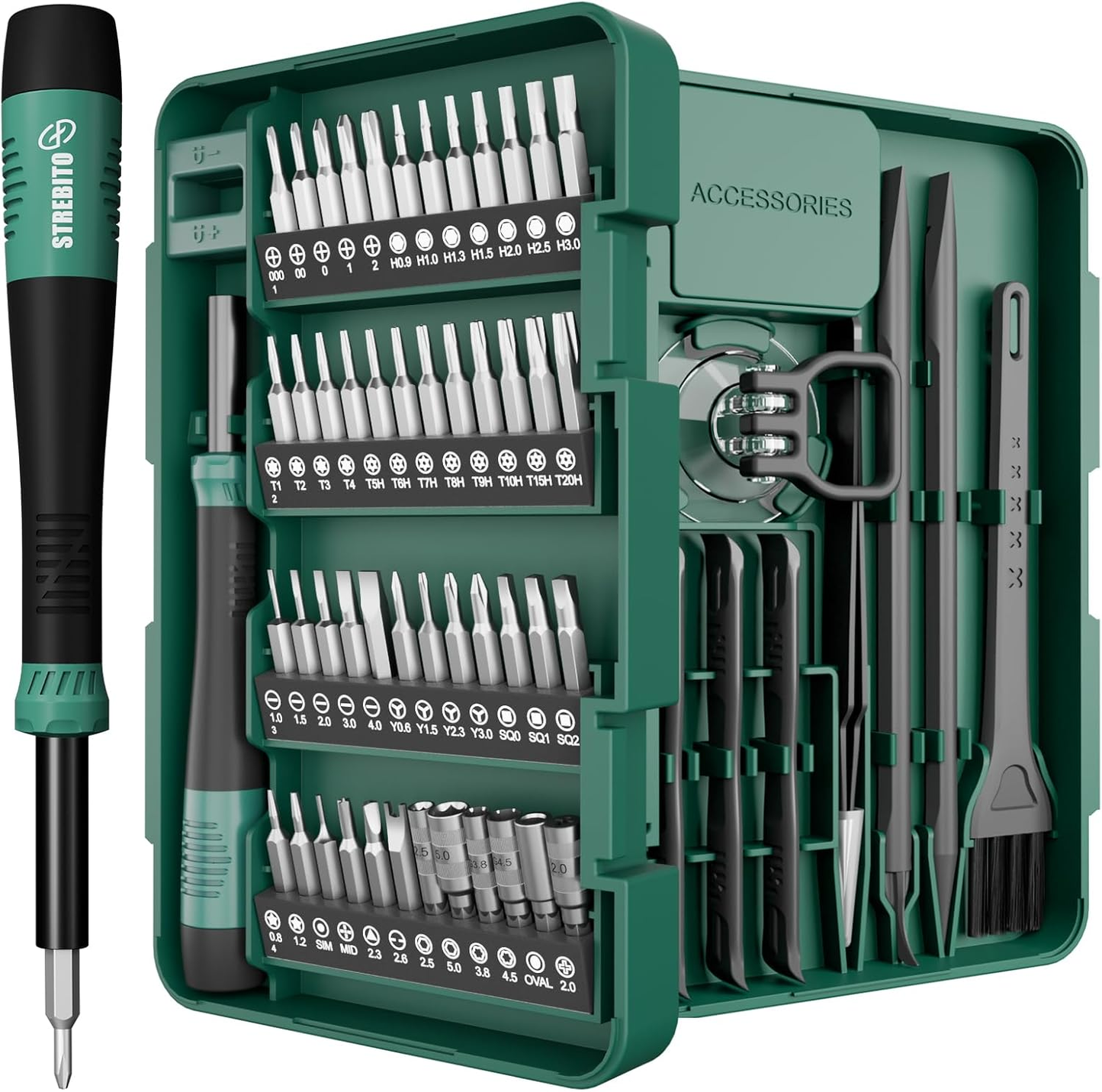 STREBITO 64PCS Mini Precision Screwdriver Set with Torx, Triwing, Pentalobe Star, Electronic Repair Tool Kit for Computer, PC, Laptop, Macbook, Phone, PS4 PS5, XBOX, Switch, Eyeglasses, Ring Doorbell