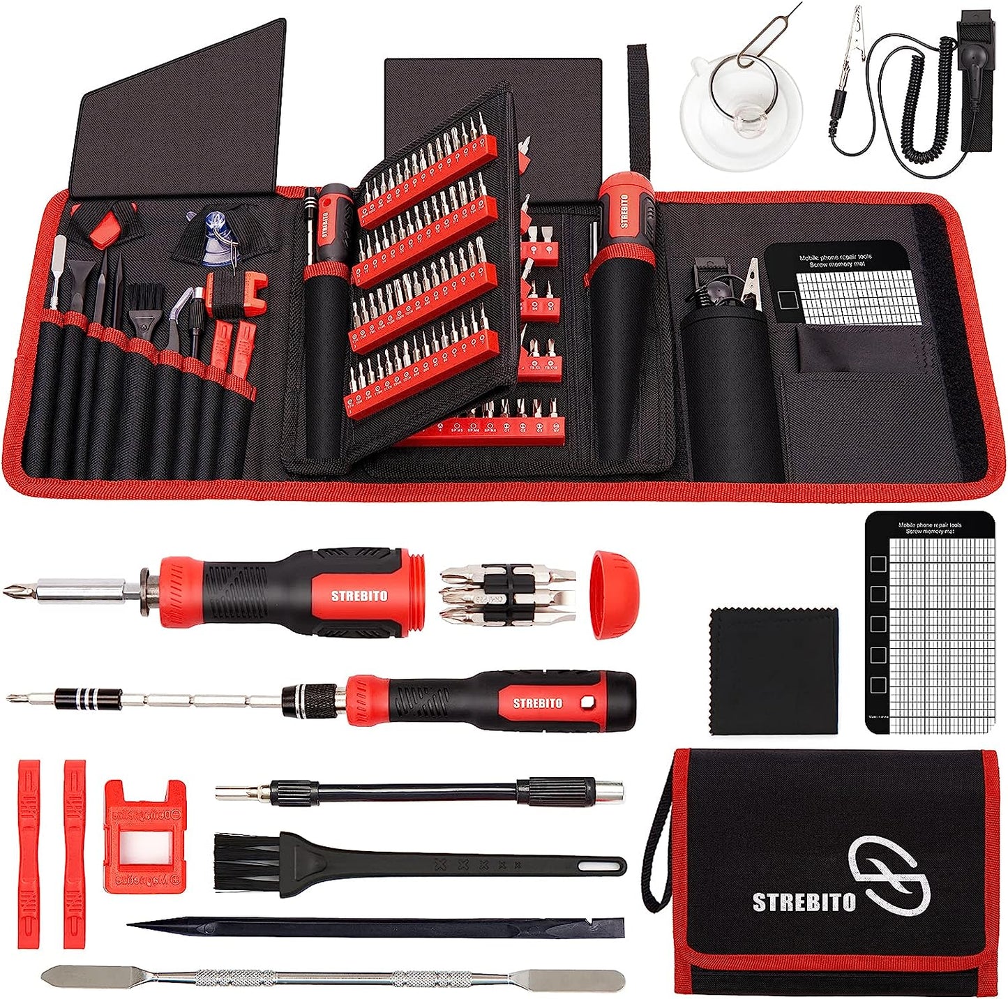 STREBITO Precision Screwdriver Set 191-Piece Multi-Bit Screwdriver 1/4 Inch Nut Driver Home Improvement Tool Electronic Repair Kit for Computer, iPhone, Laptop, PC, Cell Phone, PS4, Xbox, Nintendo