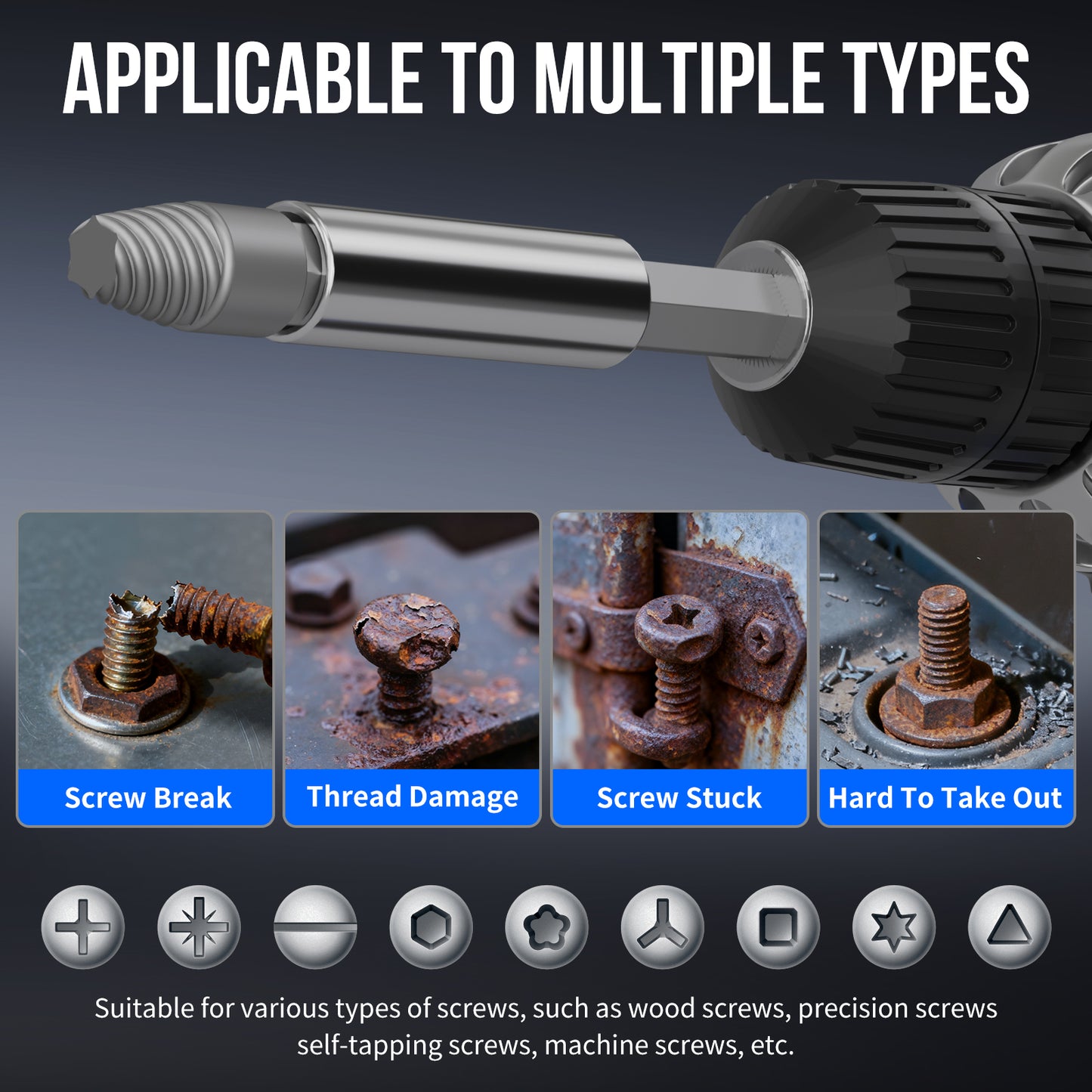 STREBITO Damaged Screw Extractor Set, 32PCS Stripped Screw Extractor with Magnetic Extension Shaft & Socket Adapter, Stripped Screws Nuts & Bolts Drill Bit Tools for Easy Removal of Rusty Broken Screw