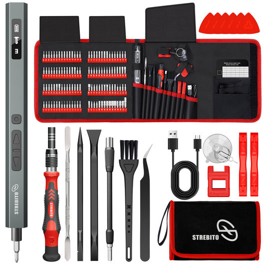STREBITO 144-Piece Upgraded Electric Screwdriver, Max 0.7 N.m, 120 Magnetic Bits, 5-gear Torque Adjustment, Precision Screwdriver Set, Repair Tool Kit for Tech, Electronics and PC