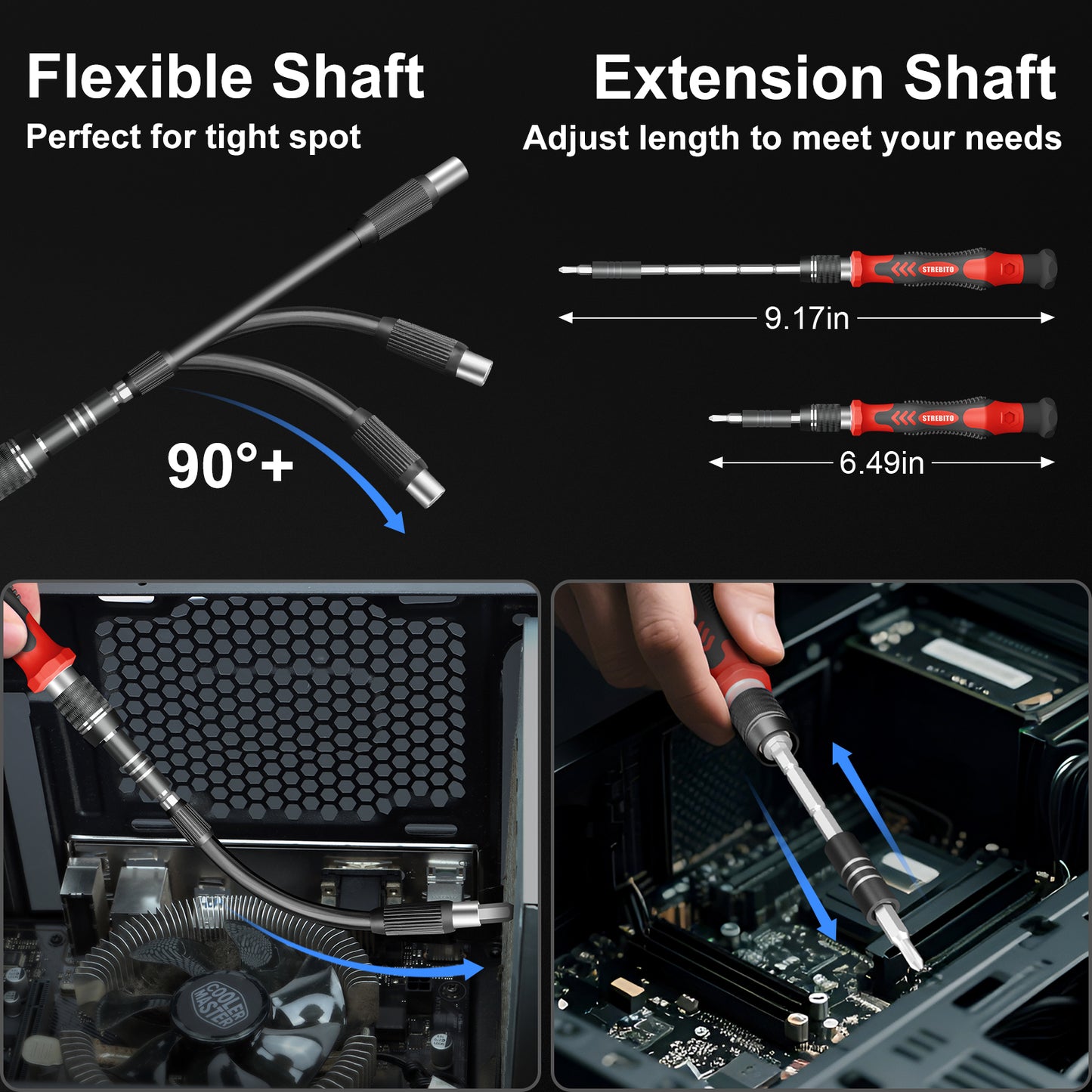 STREBITO 144-Piece Upgraded Electric Screwdriver, Max 0.7 N.m, 120 Magnetic Bits, 5-gear Torque Adjustment, Precision Screwdriver Set, Repair Tool Kit for Tech, Electronics and PC