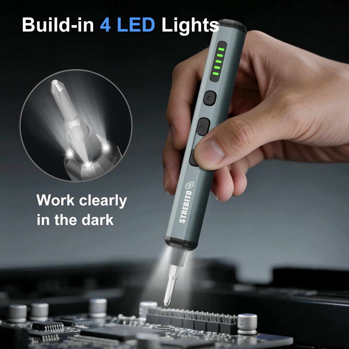 STREBITO Electric Screwdriver, 67 in 1 Mini Electric Screwdriver, 50 S2 Magnetic Bits, 5 Torque Settings, 4 LED Lights, Precision Screwdriver Set for Laptop, Computer, Phone & Electronics Repair