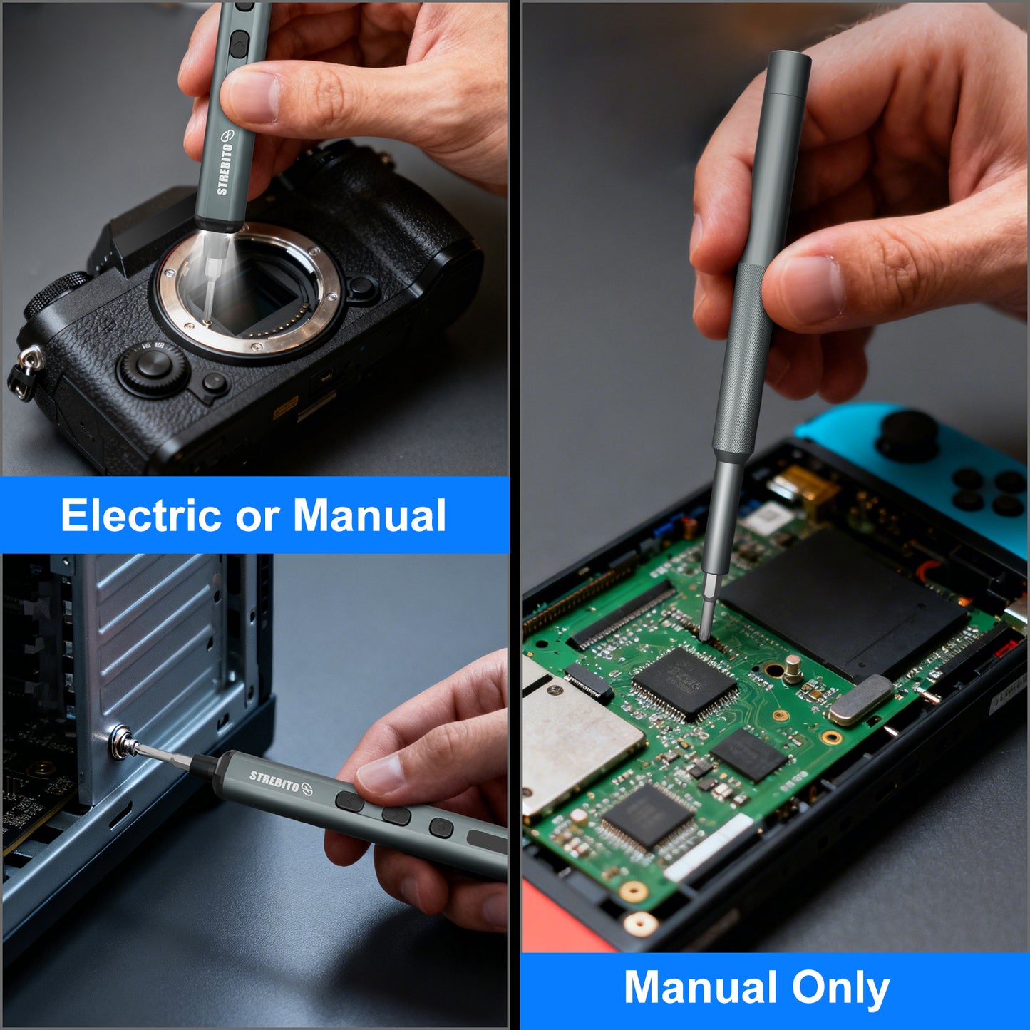 STREBITO Mini Electric Screwdriver, 67 in 1 Electric Screwdriver Kit - 50 S2 Preicison Bits, 5 Torque Settings, Organized Storage, Mini Power Screwdriver Rechargeable Tool Kit for PC Electronics