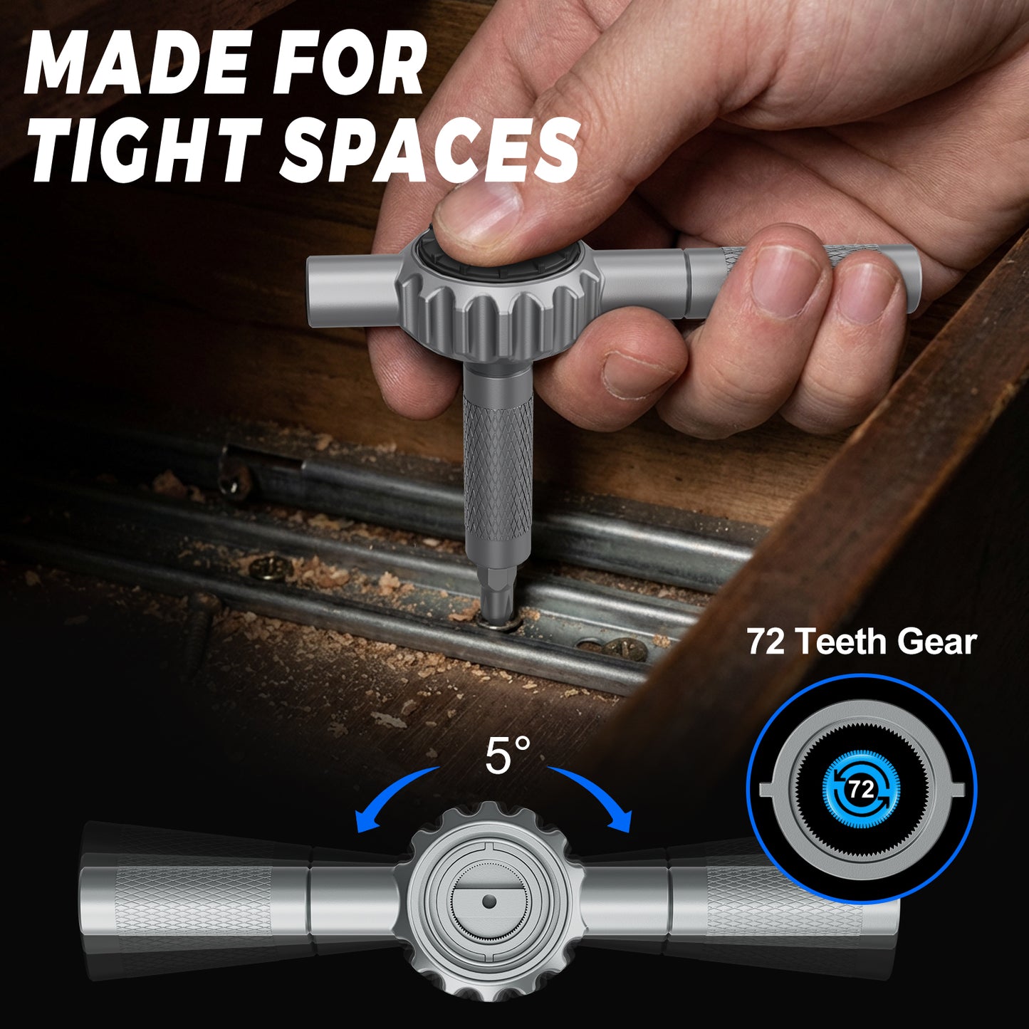 STREBITO 67-in-1 T Handle Ratchet Screwdriver Set with S2 Steel Bits | 72-Tooth Ratchet, Up to 50 N·m Torque, 5° Swing Arc for Tight Spaces, Furniture Assembly, Computer, Bicycle & Home Repair